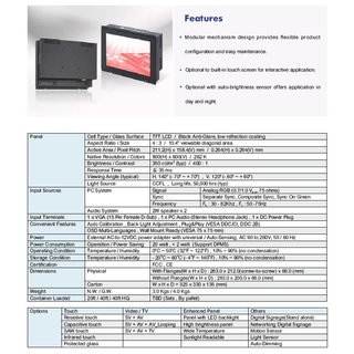 10.4 Chassis Monitor / Rear Mount / Touch Screen