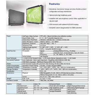20 Open Frame Monitor / Touch Screen