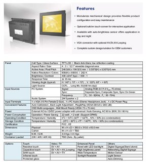12 Panel Mount Monitor / Touch Screen